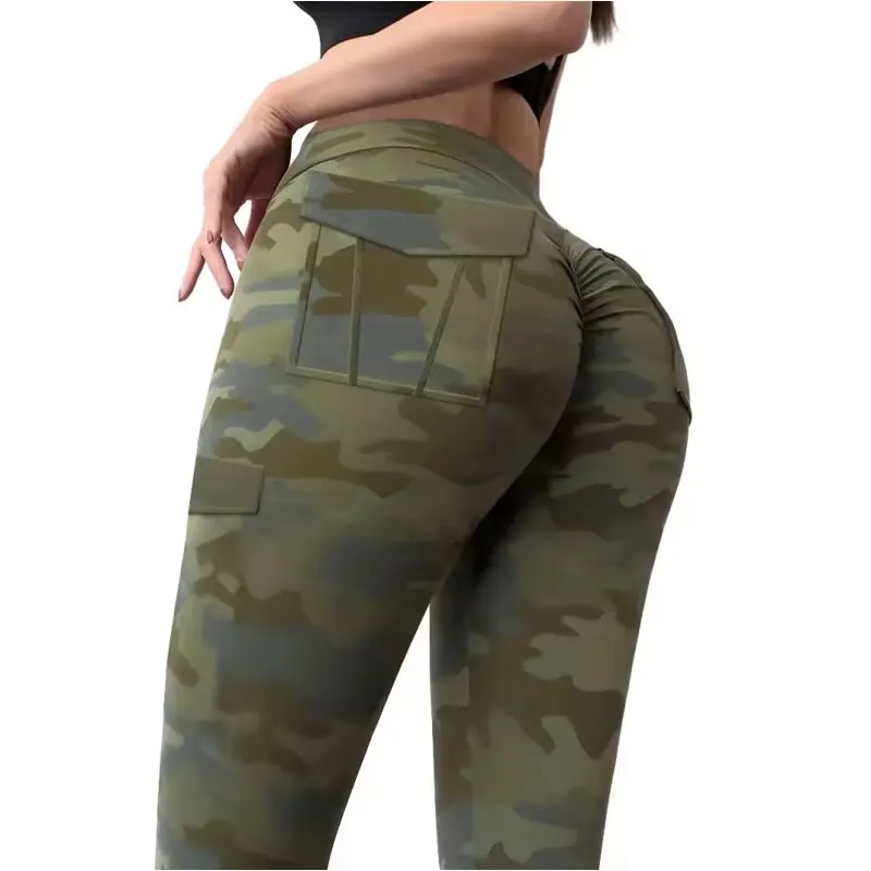 Women Plus Size Army Camouflage Soft Yoga Pants Workout Leggings 1X-2X-3X Military Print Leggings Summer Fitness Female Clothes