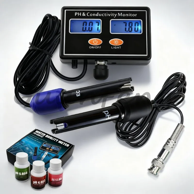 Online PH & EC Conductivity Tester with ATC, Real‑Time Continuous Water Quality for Aquarium Pond