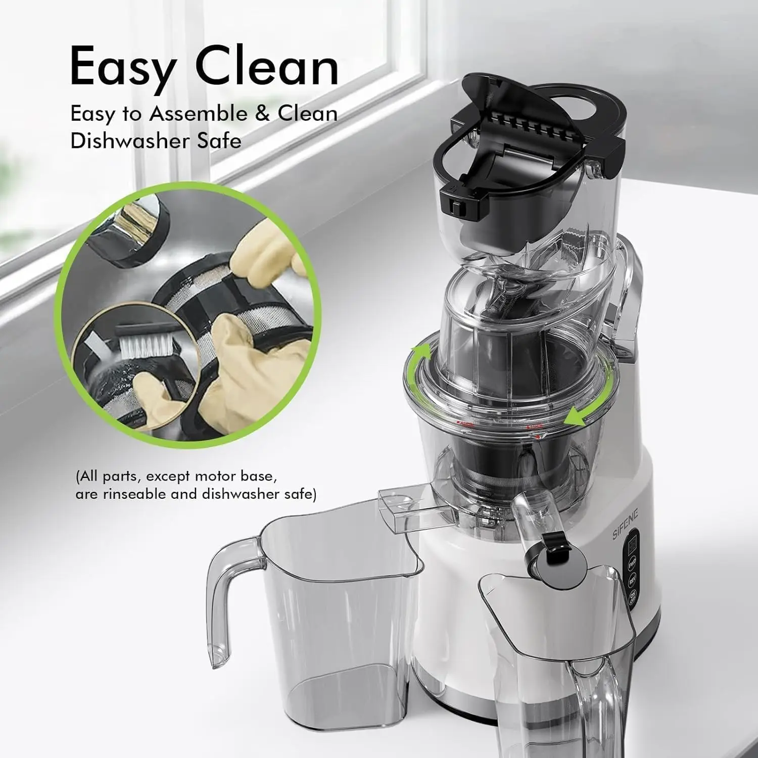 HOT DEAL Juicer 83mm Wide-Mouth Vertical Slow Masticating Juicer, Whole Fruit & Veg Juice Extractor, Easy To Clean