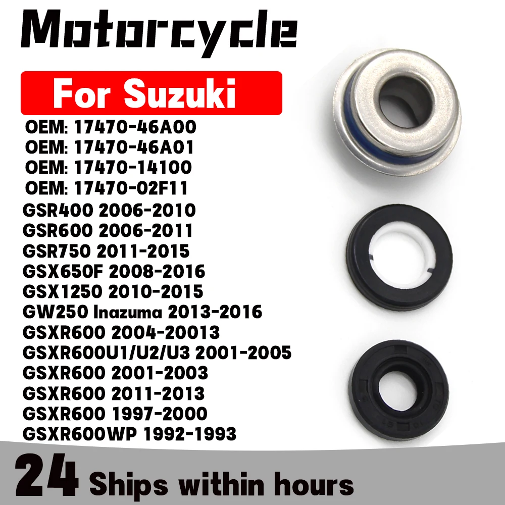 Moto pompa wody uszczelnienie mechaniczne uszczelki olejowe dla Suzuki GSR400 GSR600 GSR750 GSX650F GSX1250 GW250 Inazuma 17470-14100 17470-02F11