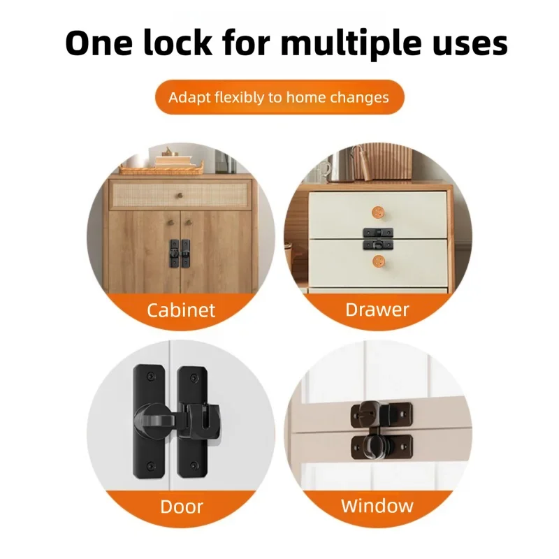 Trava de parafuso sem perfuração e trava de porta deslizante - Fixador de porta anti-roubo para banheiro/hotel montado em superfície