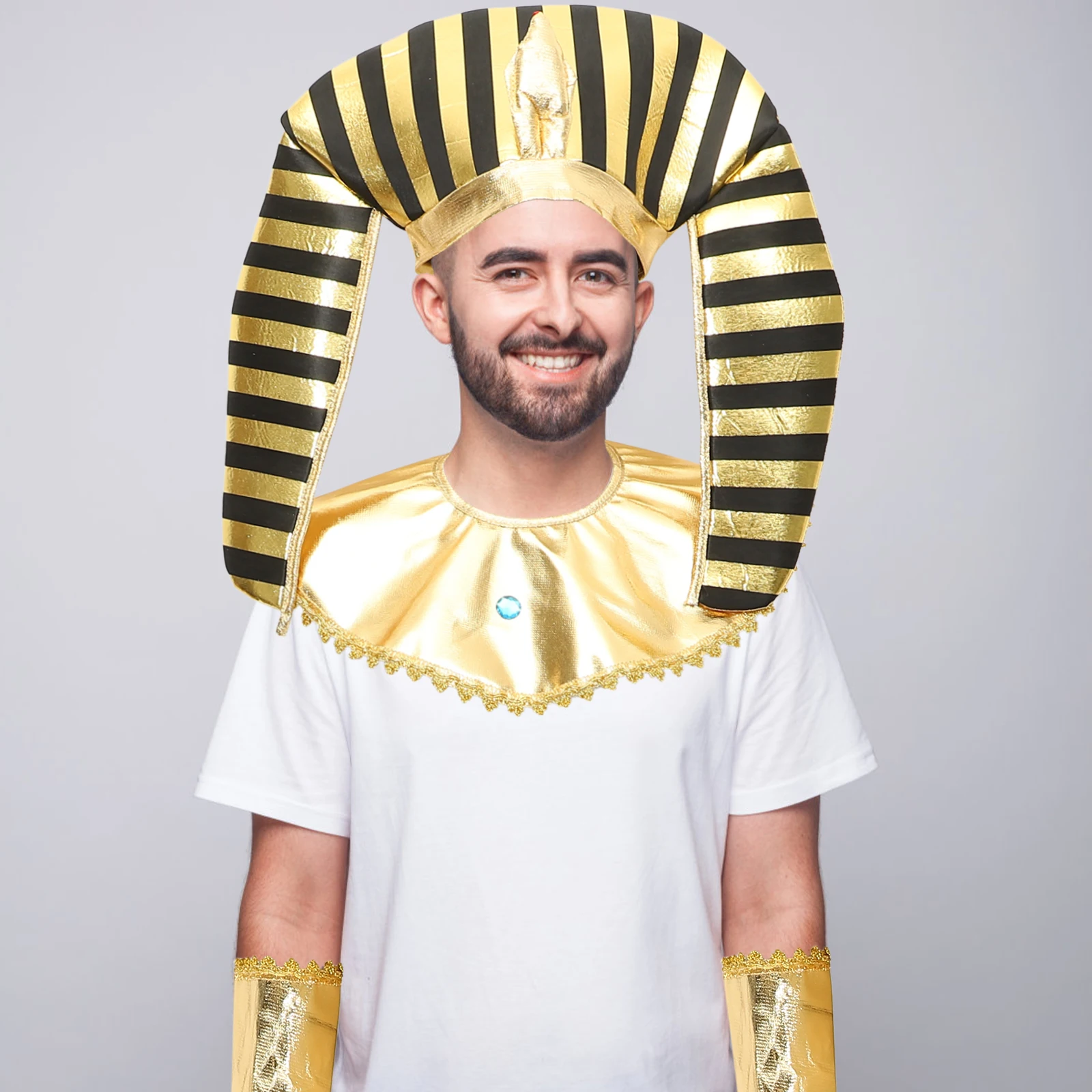 

Adults Pharaoh Makeup and Clothing Halloween Costumes for Cosplay Golden Ancient