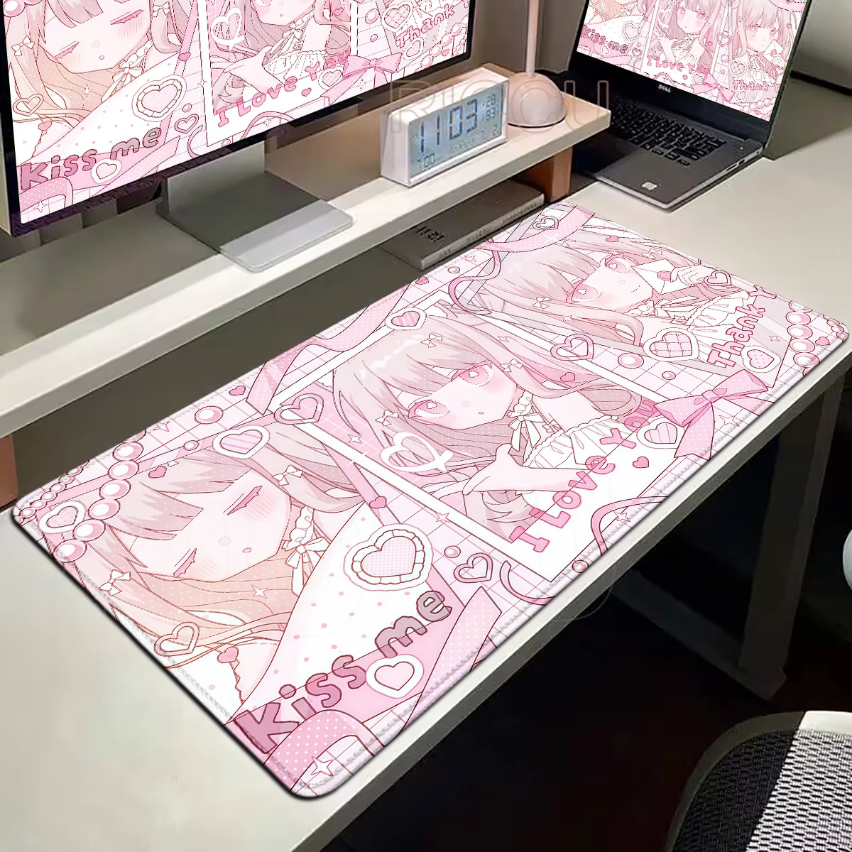 E-Sport fille arc tapis de souris XXL mignon roseux filles tapis de souris Kawaii antidérapant bureau ordinateur tapis de bureau PC tapis de souris étendu