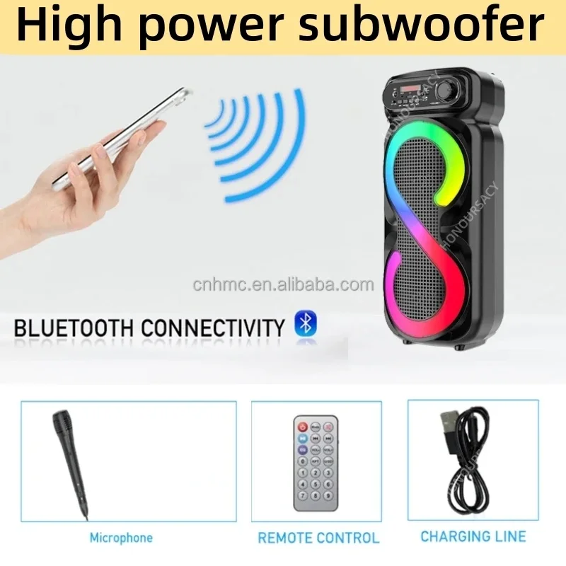 Imagem -03 - Alto-falante Bluetooth sem Fio com Microfone Leitor Portátil ao ar Livre Sistema de Som Surround Estéreo Luz Colorida Led Tws fm Pico de Potência 1200w