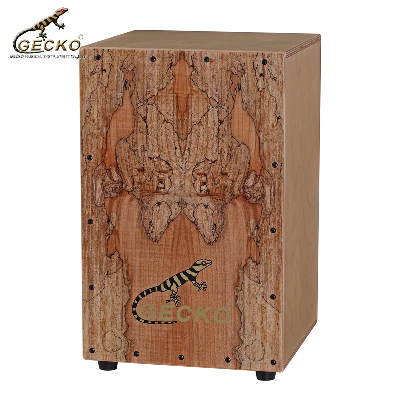 

Factory supplies Percussion instrument GECKO cajon drum by spalted Maple tapping steel string