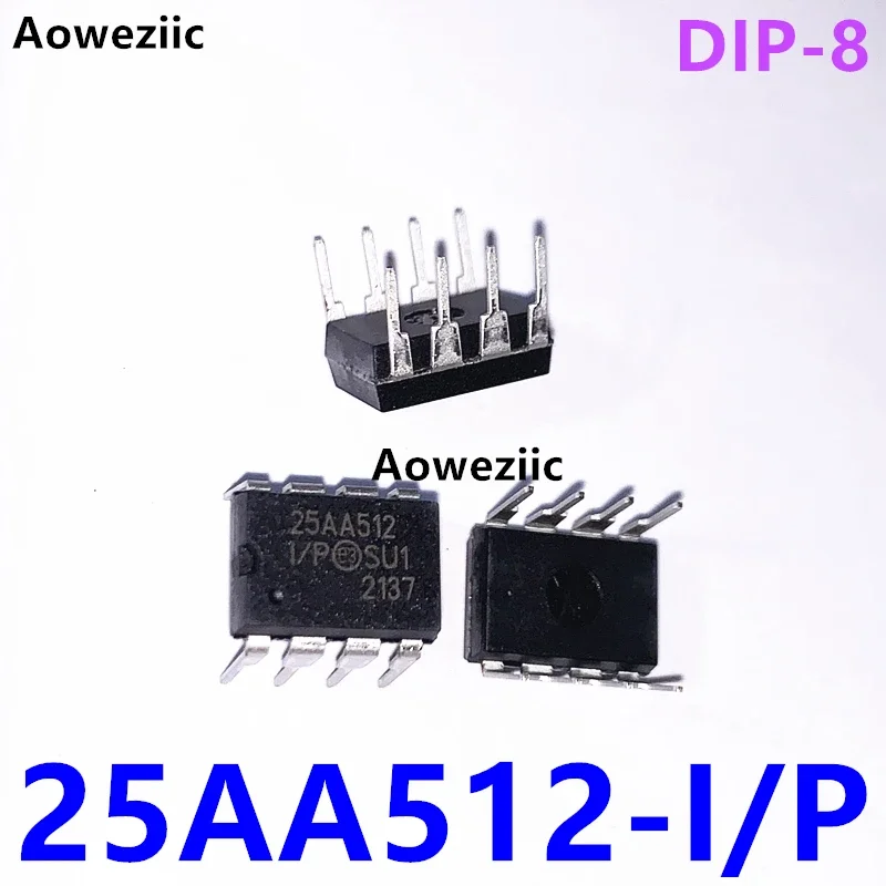 25AA512-I/P DIP-8 direct insertion 512 Kbit SPI bus serial EEPROM microcontroller brand new