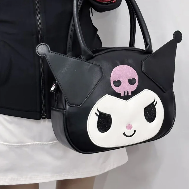 

Новая милая сумка Kuromi Sanrio Kawaii аниме Портативная сумка из искусственной кожи Милая мультяшная сумка через плечо с сердечками для девочек Женский подарок для детей