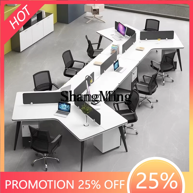 

ZYY exquisite senior staff office desk and chair combination office three to six people special-shaped workstation desk