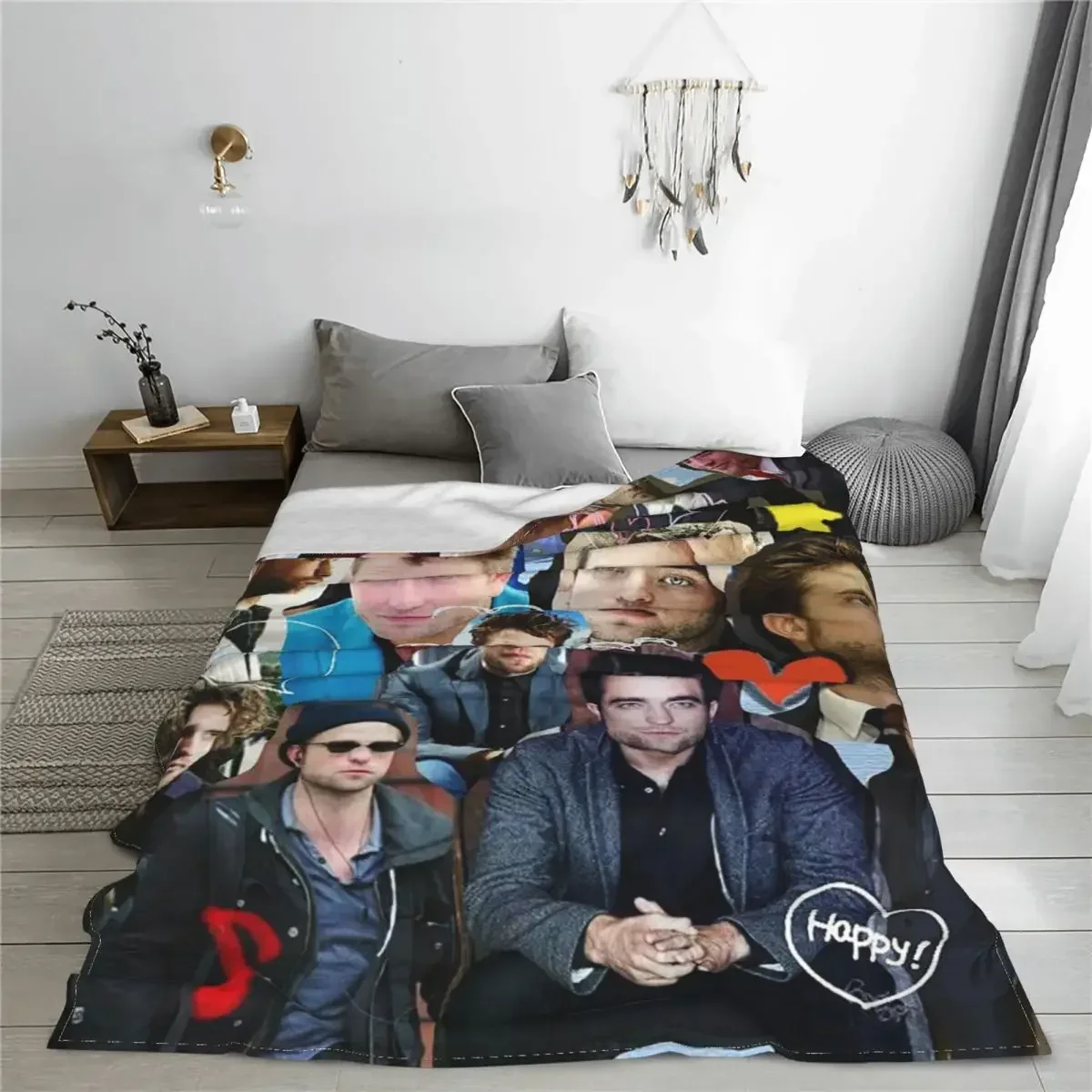 Robert Pattinson Collage Coral Fleece Plush Throw Blanket The Twilight Saga Movie Blankets for Bed Couch Soft Bed Rug