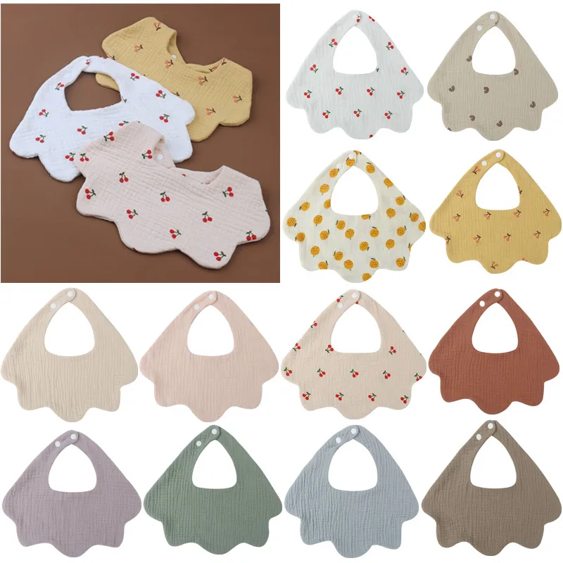 Cotton Yarn Baby Bib 360 Degree Solid Colour Newborn Feeding Burp Cloth Bandana for Toddler Boys Girls Saliva Towel Baby Stuff