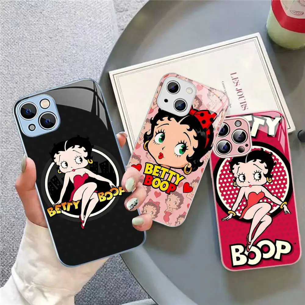 Защитное стекло с изображением Бетти Боп для iPhone 14, 13, 12, 11 Pro, Mini, XS MAX, 14 Plus, X, XS, XR