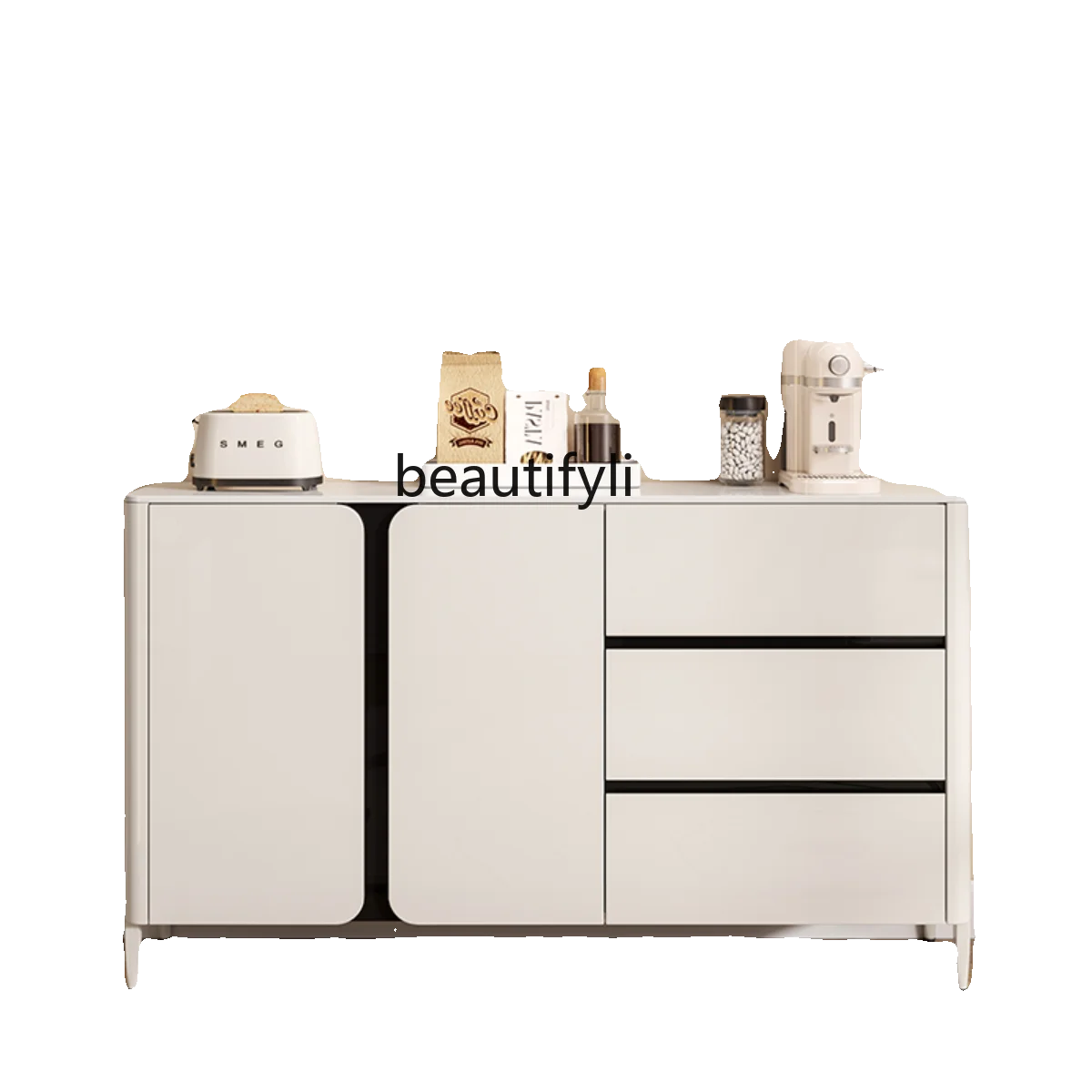 Cream wind ultra-thin side cabinet modern simple kitchen storage narrow storage cabinet