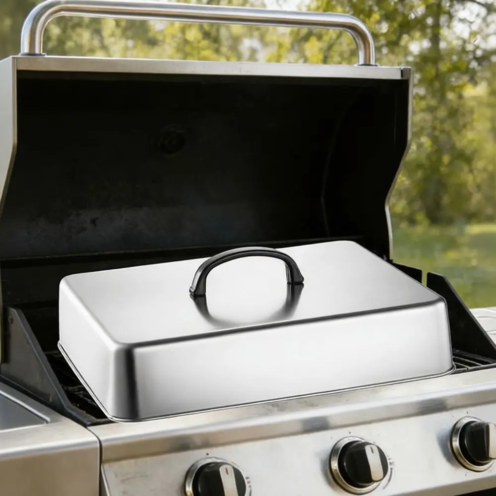 Heavy Duty Square Griddle Basting Cover 304 Stainless Steel Melting Dome Steak Burger Grill Lid Kitchen Cooking Tableware