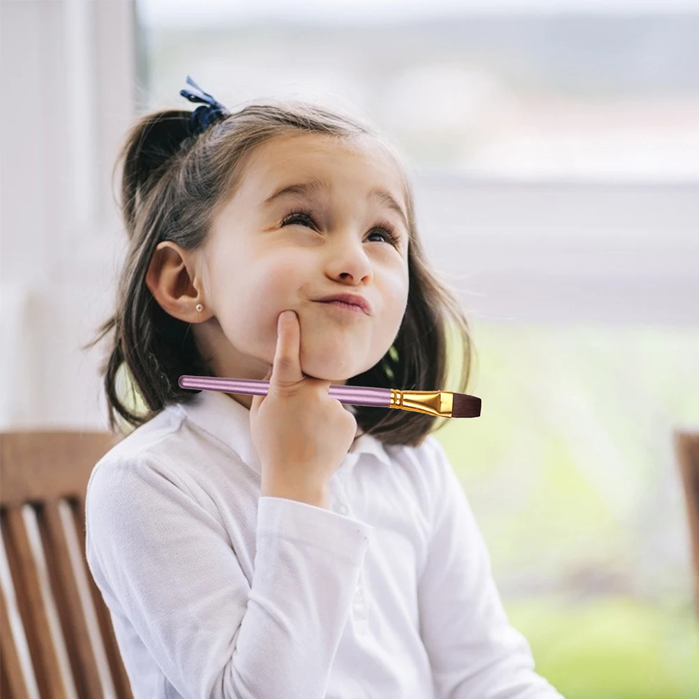 

10pcs Painting Brushes Nylon Wool Oil Watercolor Violet Solid Wood Handle Multi-Function Professional Set Fastening Copper Tube