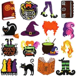 Halloween Witch Clothes Badges Iron On Patches Appliques Embroidered Wizard Hat Stripes For Clothes Jacket Jeans Diy Decoration