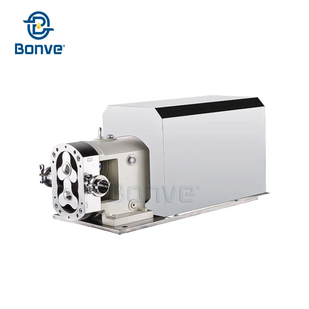 Sanitary Rotary Lobe Pump Concentrated Milk Transfer High Viscosity Food Grade 3HP 1.2Mpa CIP Clean Bonve Model 50BV12-5 5m/H