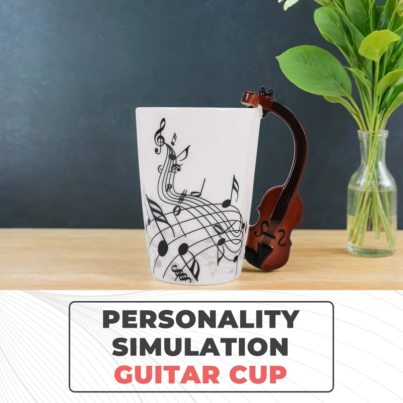 ABZV-Creative Novelty Handle Ceramic Cup Free Spectrum Coffee Milk Tea Cup Personality Mug Unique Musical Instrument Gift Cup