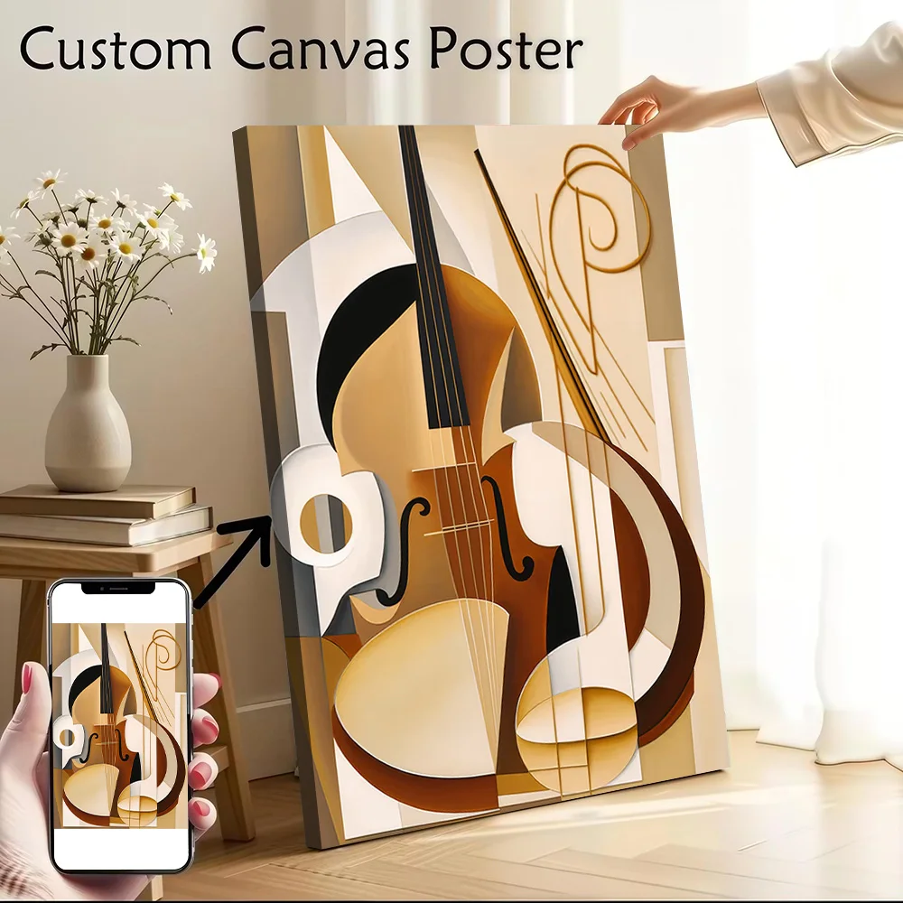 Abstract Violin Painting Canvas Wall Arts Poster Customizable Pictures Printing for Room Home Decor Accessories Gamer Decoration