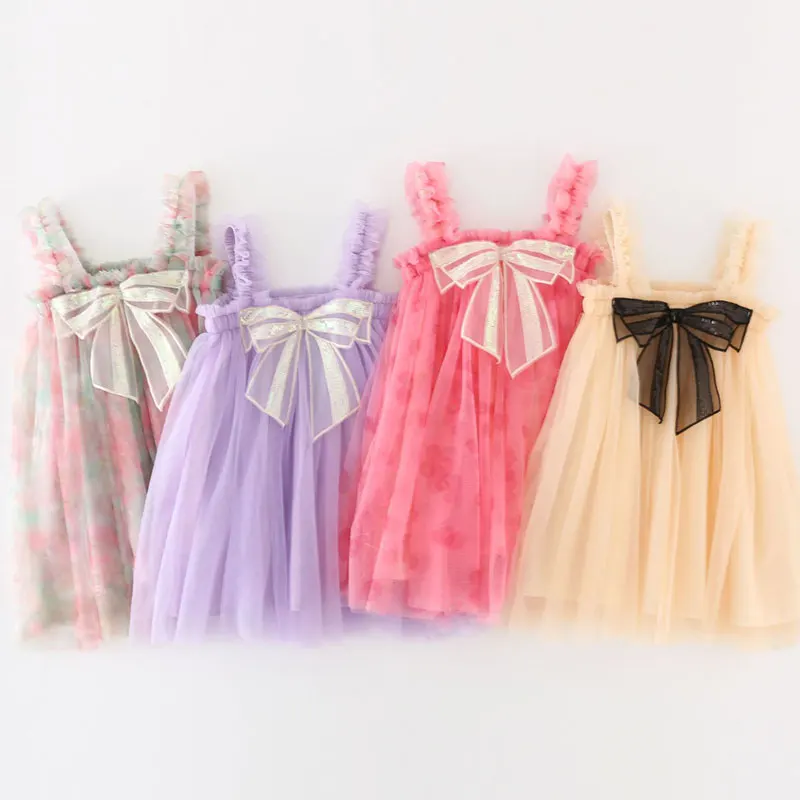 

Girls Dress Three-Dimensional Sequin Bow Children Dresses Wedding Birthday Dresses For Girls Party Cosplay Tutu Casual Costumes