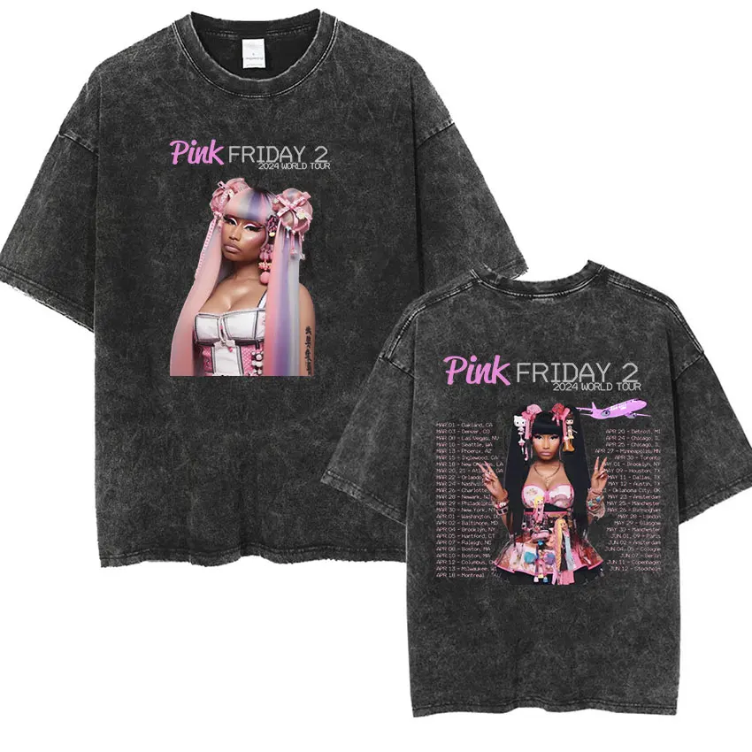 

Nicki Minaj Vintage Washed T Shirt Gag City Pink Friday 2 World Tour 2026 Hip Hop Aesthetic T-shirt Men Women Oversized Clothing