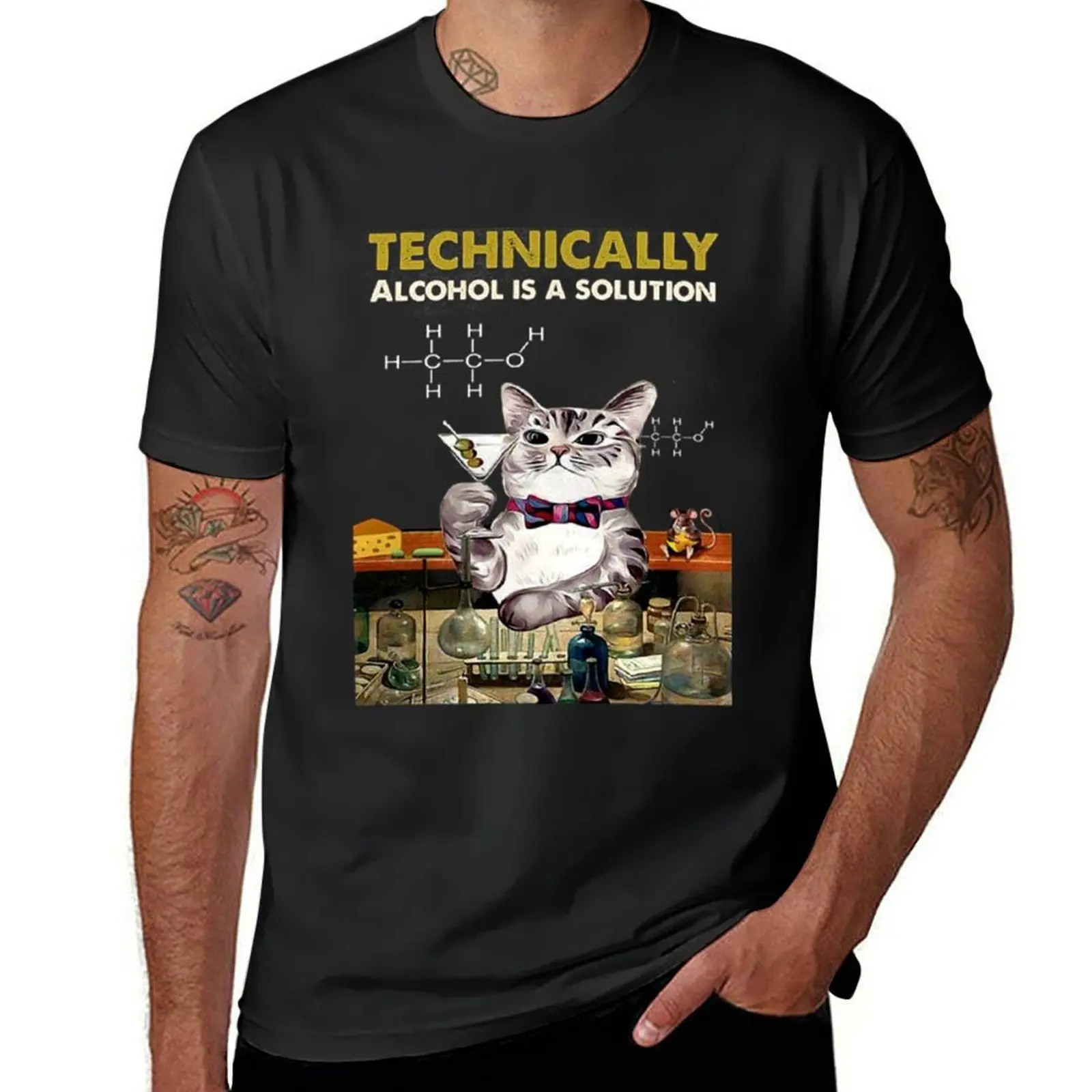 

Cat Technically Alcohol Is A Solution T-Shirt anime figures blue lock gifts for boyfriend mens designer clothes