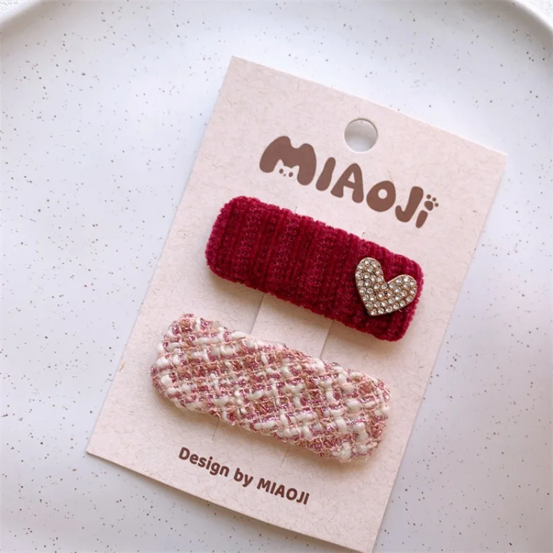 Hot Pink Geometric Water Drop Hair Clips for Toddler Girls Plaid Design Side Bangs Baby Clips Non Slip No Damage Hair Barrettes
