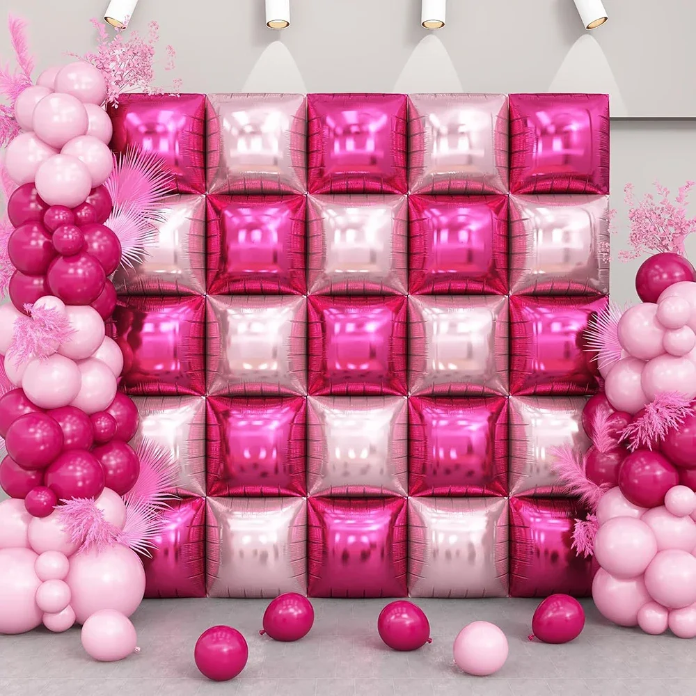 25 Stück Quadratische Folienballons Doppelseitige Metallische Quadratische Ballons DIY Wand-Bogen-Deko-Set für Hochzeit Geburtstag Hintergrund-Dekoration