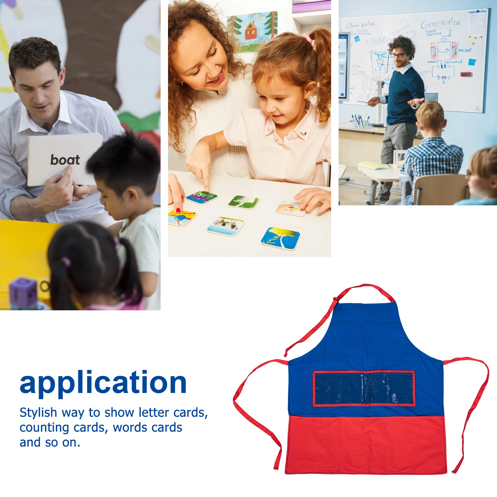 

1 set 1 Set Storytelling Educational Cloth Apron Transparent Pocket Teaching Apron For Kindergarten Story Book Picture