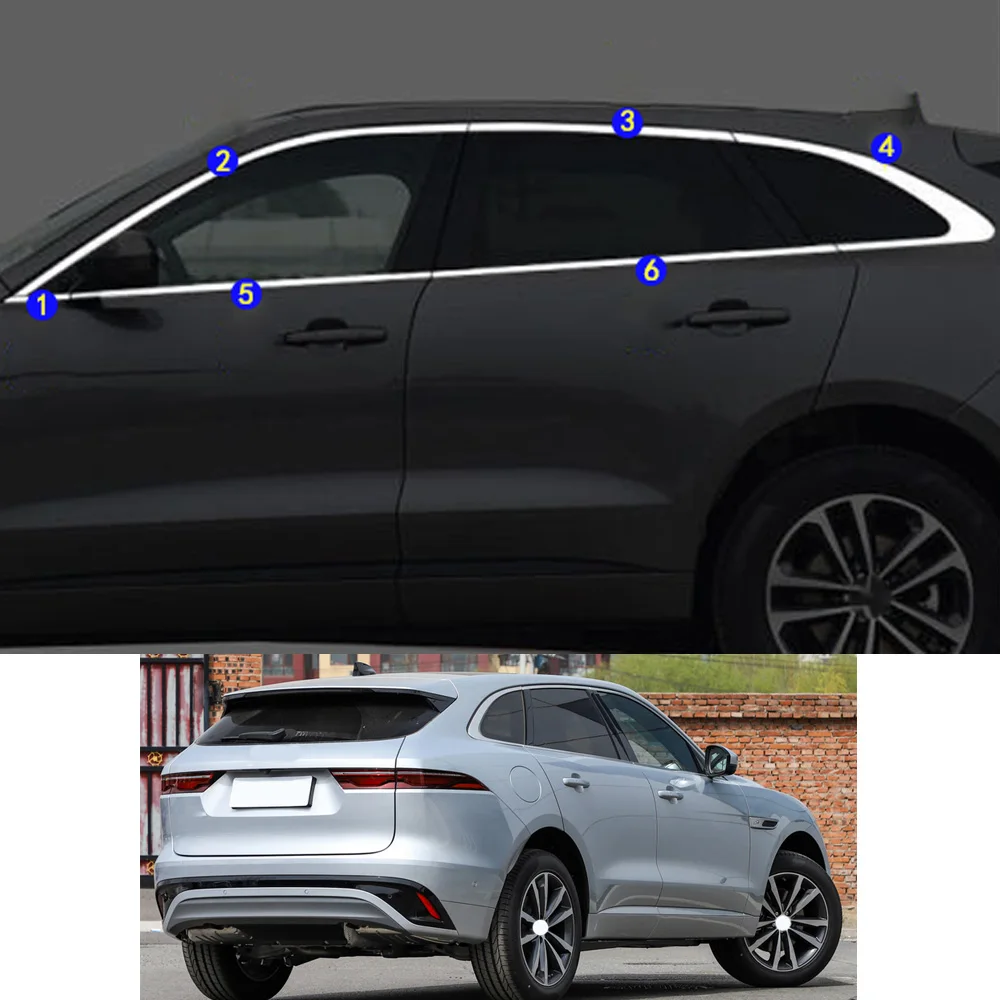 

For Jaguar F-PACE FPACE 2016 2017 2018 2019 2020 2021 Car Sticker Garnish Pillar Window Middle Strip Trim Frame Hoods