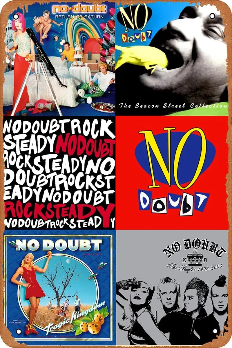 No Doubt Band Poster Retro Tin Sign Metal Signs Vintage Wall Plaque Decor for Home Pub Restaurants Cafe Club Man Cave 8x12 Inch