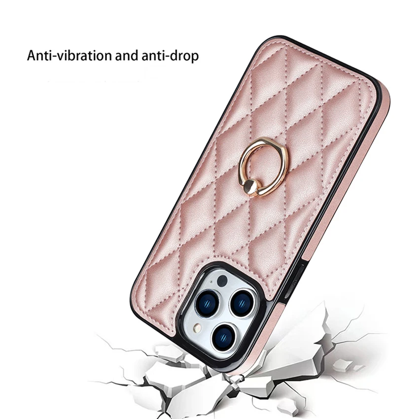 아이폰 16 15 14 13 Pro 12 11 Max Plus용 가죽 핑거링 폰 케이스, 사이드 데칼 16Pro 하드 폰 케이스, 15Pro 커버, Xs 7 쉘