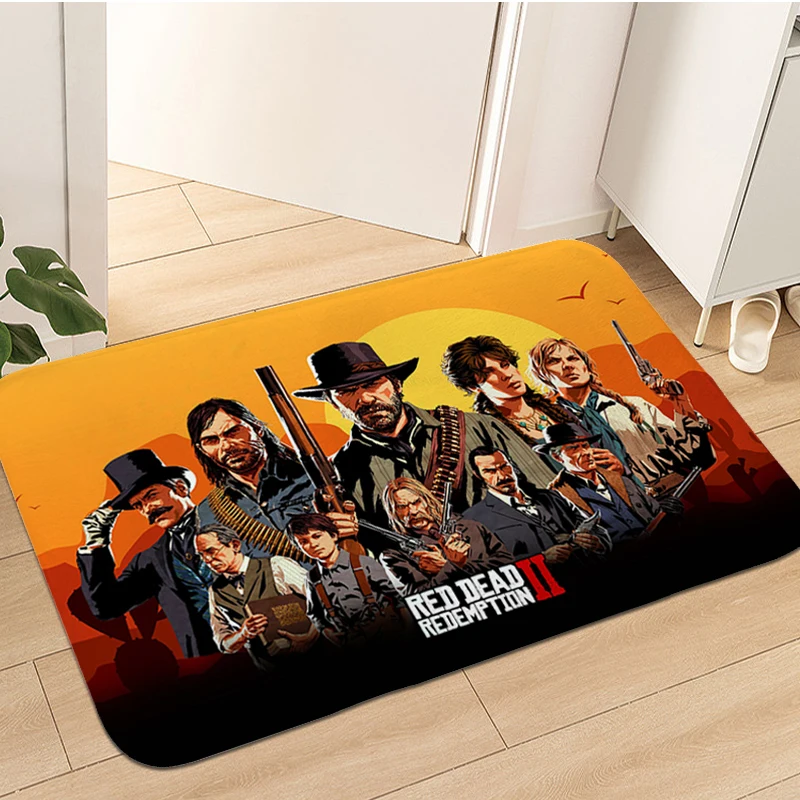 

Main Door Entry Mat Non-slip Red Dead Redemption 2 Living Room Floor Carpet Kitchen Hallway Rug Custom Doormat Slip-resistant