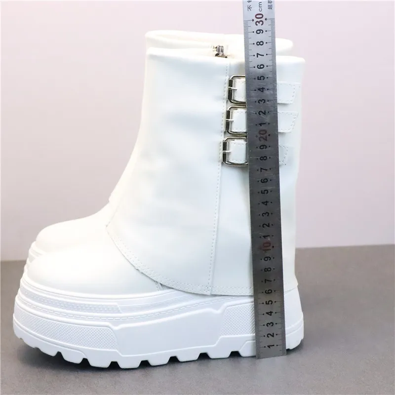 

Новые ботильоны 12 см, кожаные ботинки, женские мотоциклетные ботинки, женские модные ботинки на платформе, осень-зима