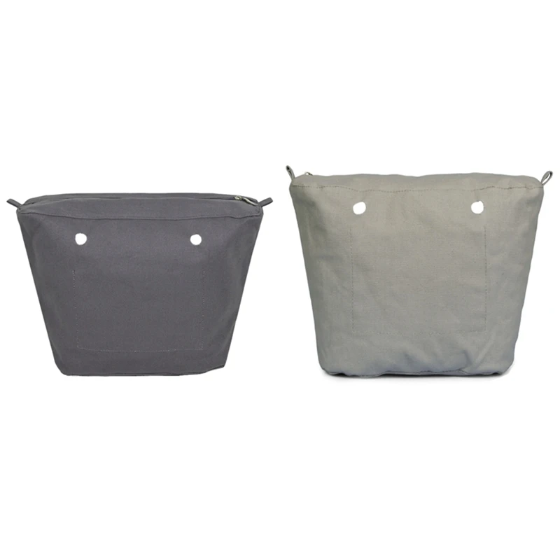 

2PCS Waterproof Solid Canvas Insert Inner Lining Insert Zipper Pocket For Obag O Bag Handbag Bag, Light Gray & Dark Gray