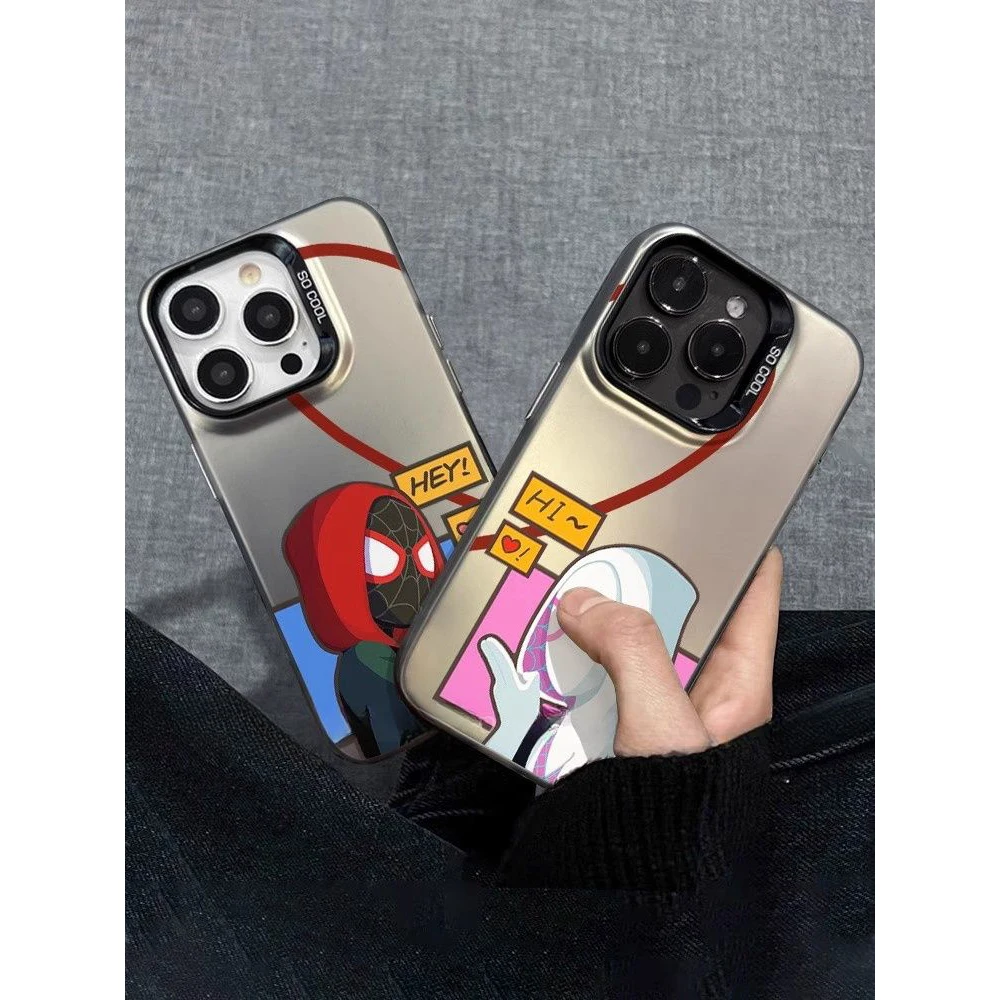 Fun Spider Man Couple Phone Case For iPhone 16 15 14 13 PRO MAX 11 12 13 PRO X XS XR 7 8 Plus Mini Protective Shell Y2k Cover