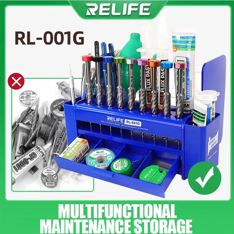 

RL-001G Multifunction Storage Box with Large Capacity Strong Durable Phone Maintenance Organizing Repair Part Collection Tool