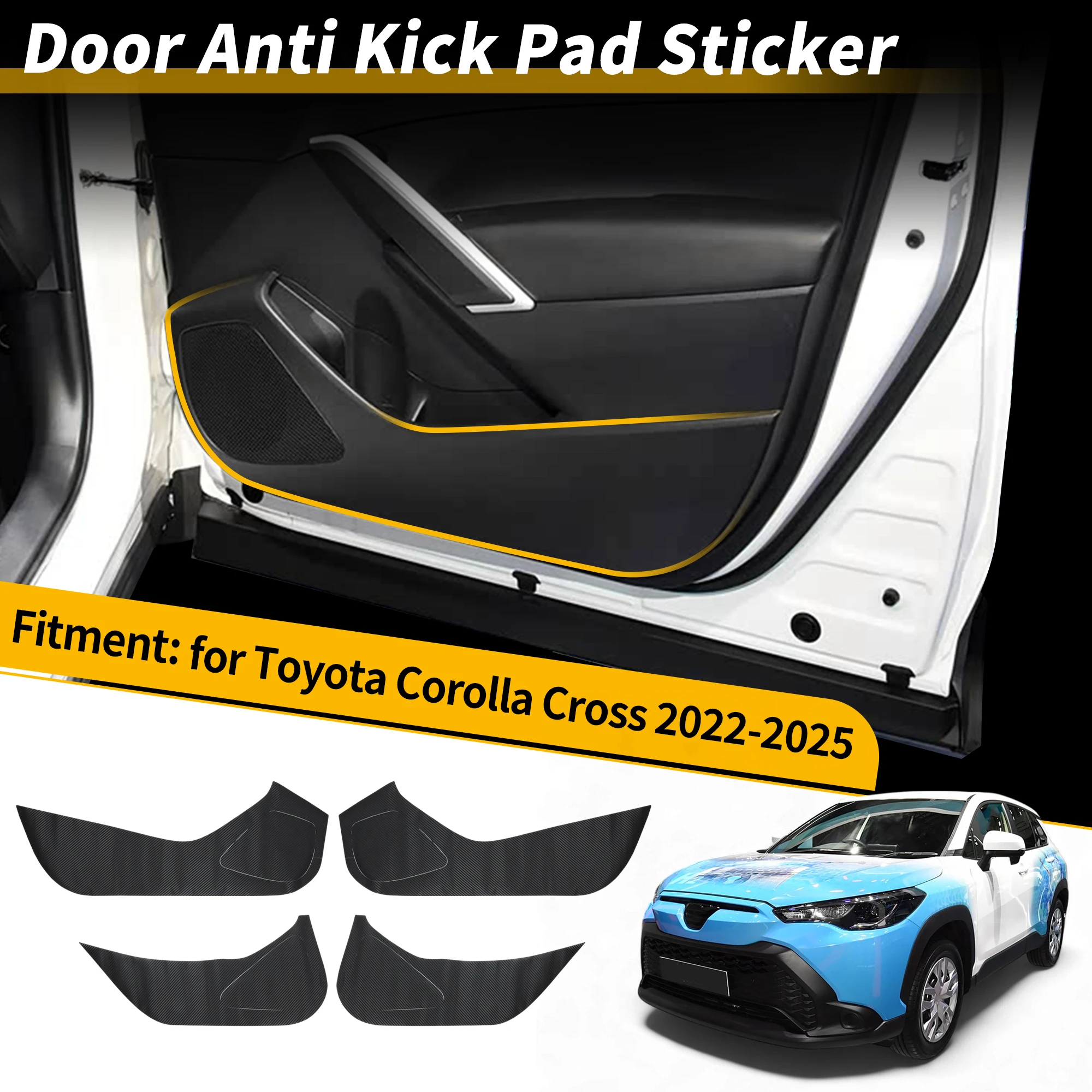 UXCELL Car Door Anti Kick Pad Sticker Scratch Protector for Toyota Corolla Cross 22-25