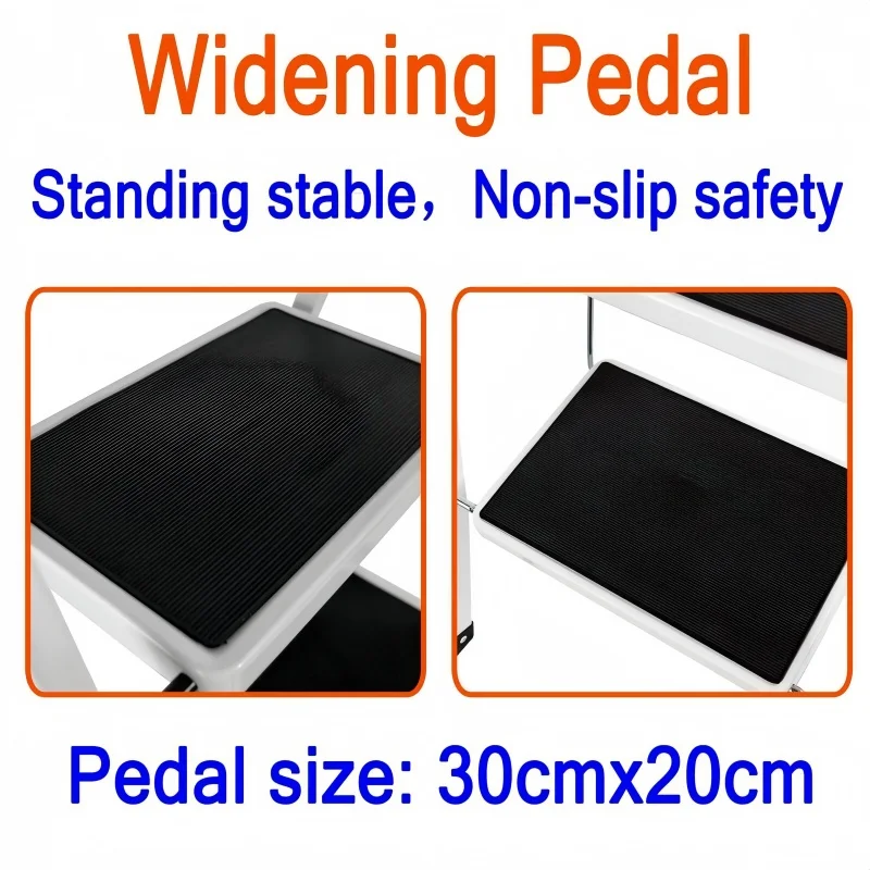 مقعد فولاذي قابل للطي بخطوتين قابل للطي ومضاد للانزلاق، سلم أمان محمول خفيف الوزن للمطبخ المنزلي