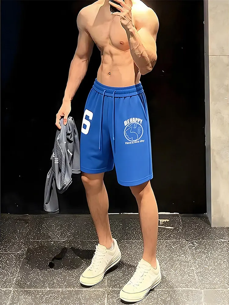 

American Style Basketball Shorts Men's Summer Outdoor Wear Printed Fitness Straight Leg Sweatpants Loose Five-Quarter Pants