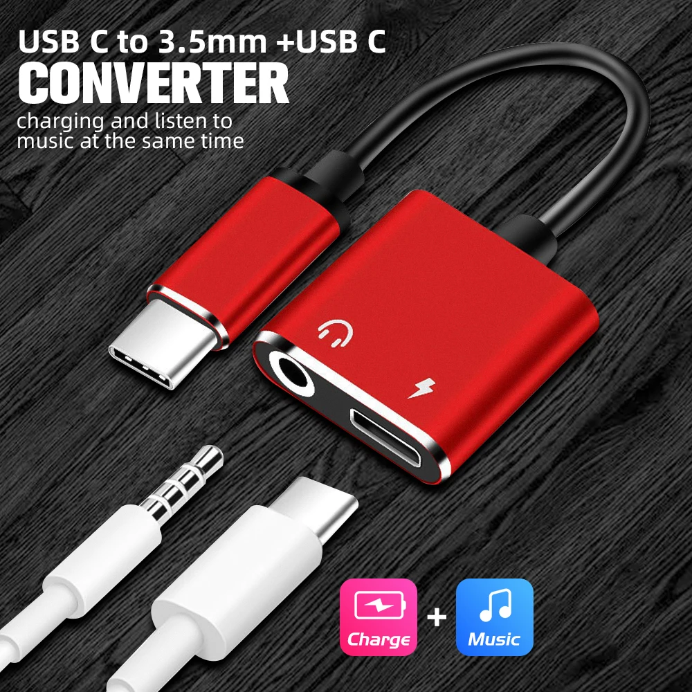 

For Huawei Xiaomi Charging USB C Type-C Audio Splitter Adapter Type C To 3.5 mm Earphone Adapter