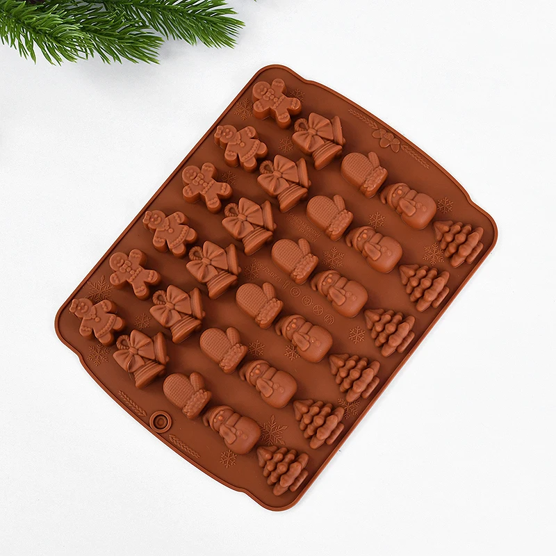 3 Colors Christmas Silicone Chocolate Molds Gingerbread Man Xmas Tree Snowman Gloves Candly Mould Kitchen Party DIY Baking Tools