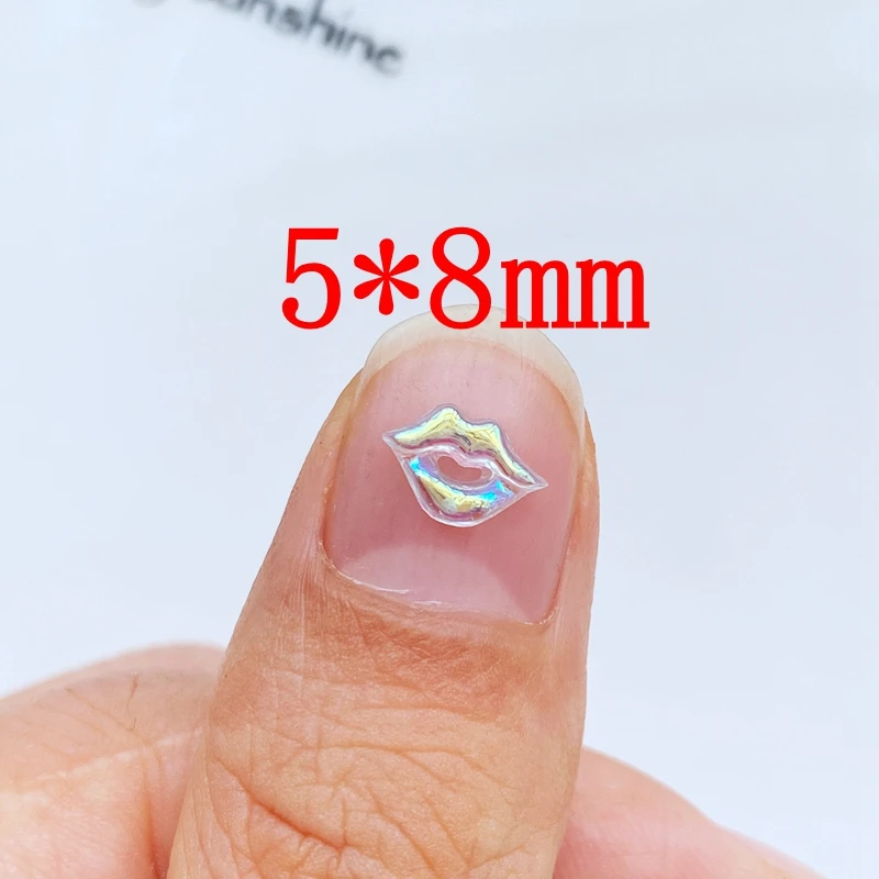 100 sztuk 3D Charms Kawaii Mini Lips cyrkonie do paznokci Gems Glitter akrylowe Nail Art biżuteria Manicure do ozdabiania paznokci akcesoria