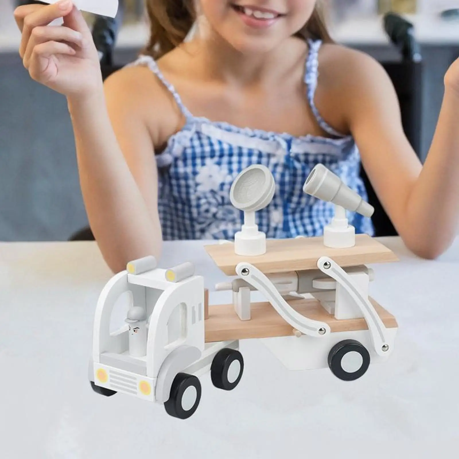 Set da gioco di avventure aerospazziali in legno Veicolo di lancio di razzi giocattolo per la scoperta cosmica dei bambini