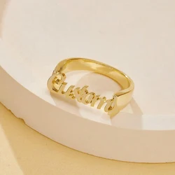 Personalised Name Rings for Women Men Custom Gold Wedding Rings Stainless Steel Luxury Couple Engagement Rings Anniversary Gifts