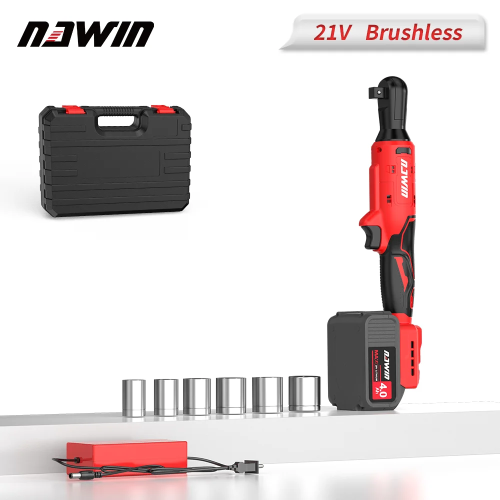 NAWIN brushless electric ratchet wrench 90 degree right angle electric charging wrench lithium stage truss tool