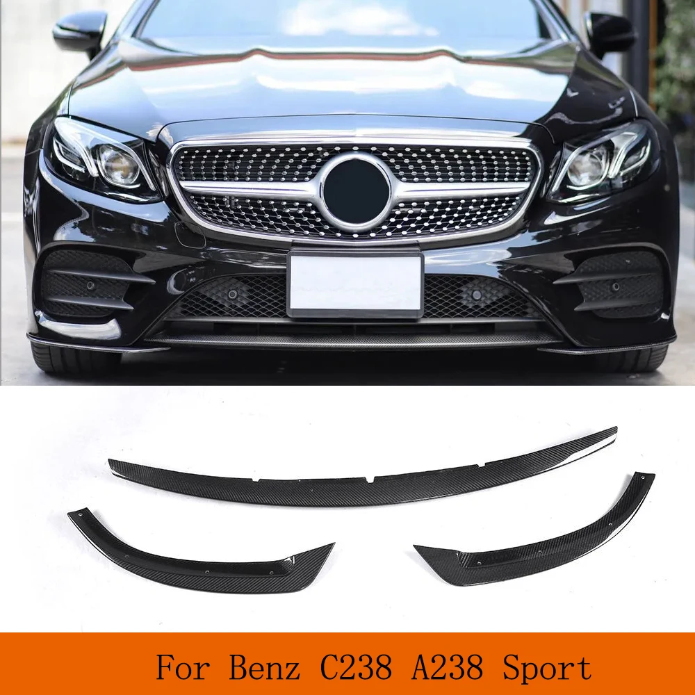 Car Front Bumper Lip Spoiler For Mercedes-Benz E Class C238 A238 Sport 2-Door Car Front Body Kits Carbon Fiber Raing Spoiler Lip