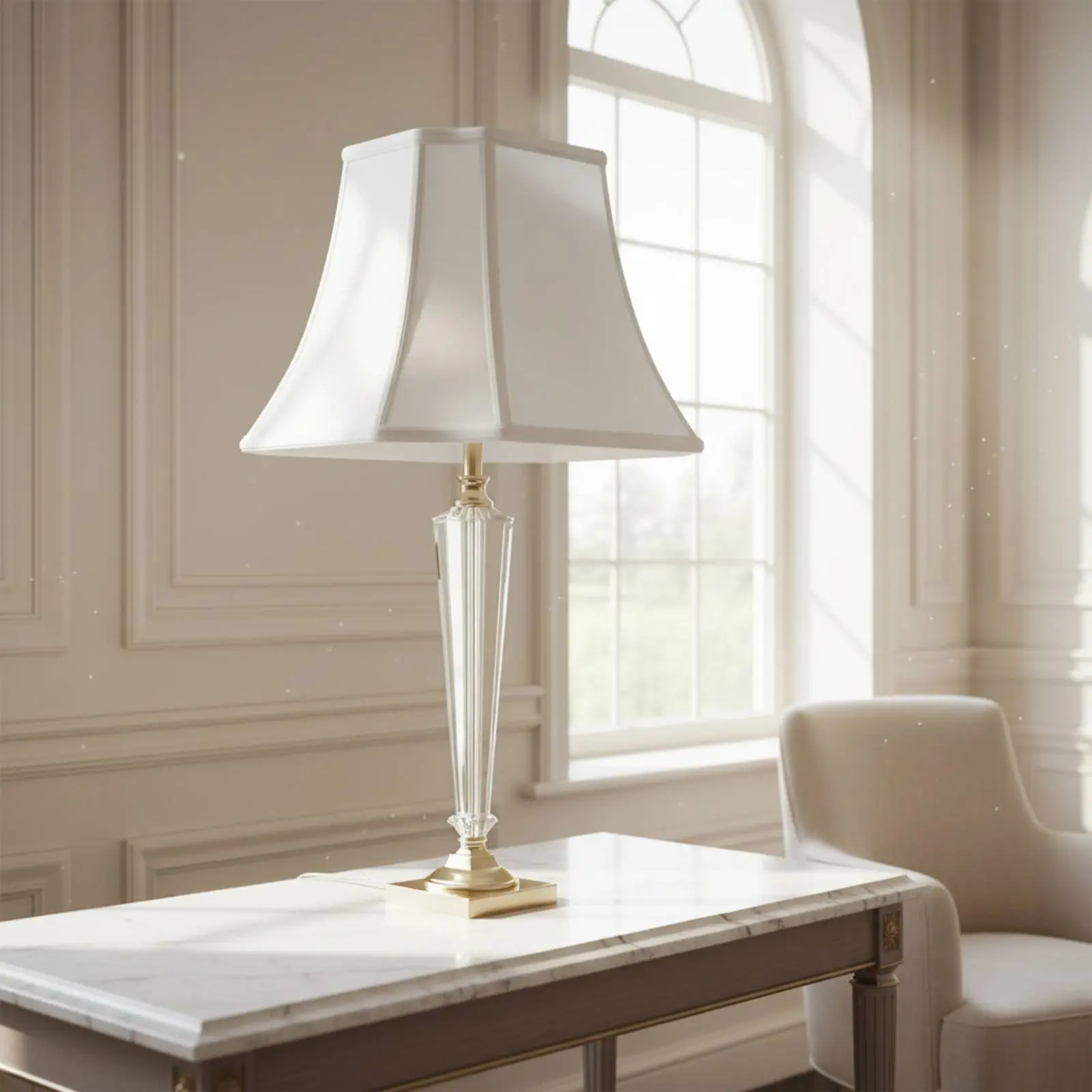 

Rectangle Lamp Shade Soft Light Diffusion Scalloped Lampshade Beige Textile Lamp Shade Cozy Ambiance Home Lighting Easy to Match