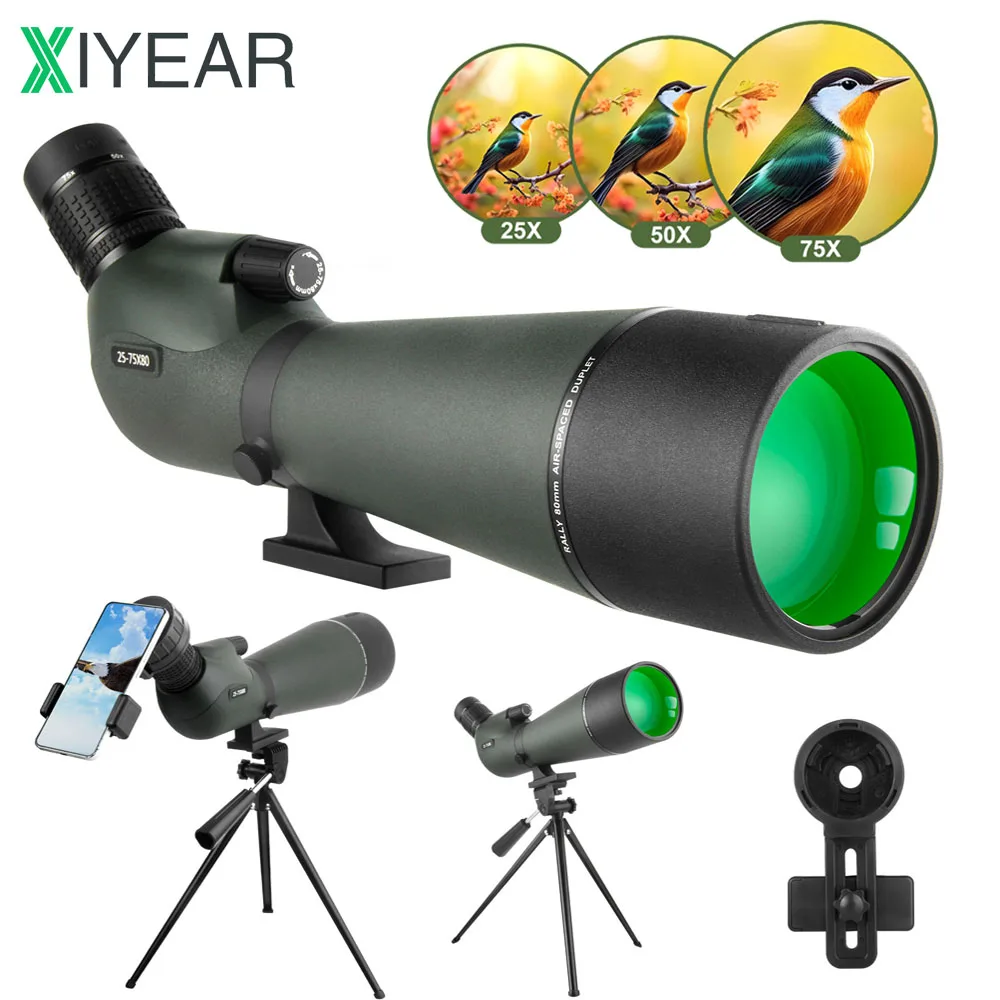 

Updated 25-75x80 Dual Focusing ED Spotting Scopes FMC Lens BAK4 Ultra High Definition Spotter Scope With Tripod Carrying Bag