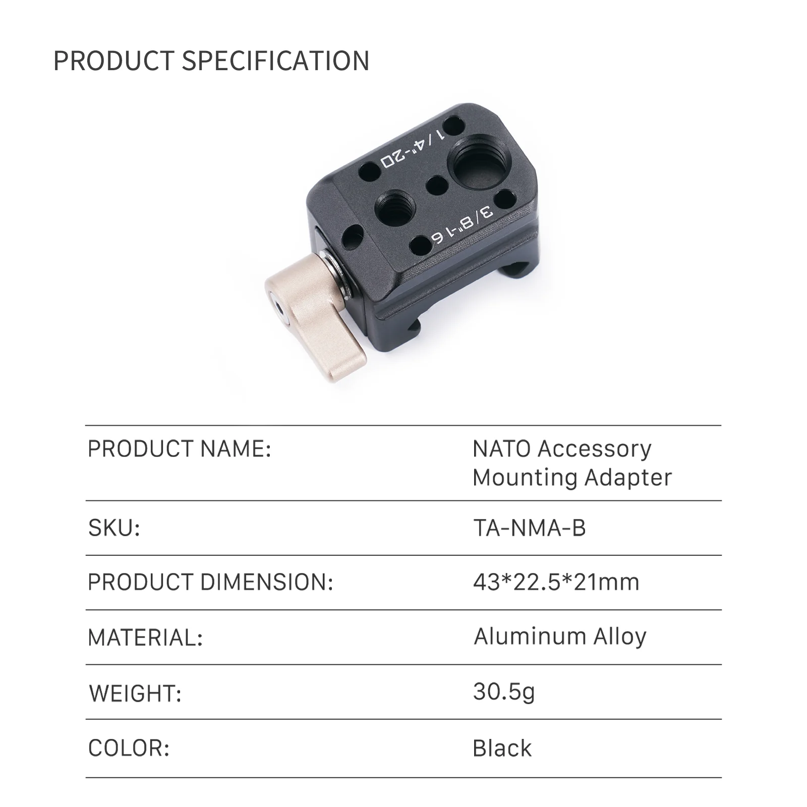 Tilta TA-NMA-B Nato Accessoire Montage Adapter-Zwart Camera Kooi Accessoire
