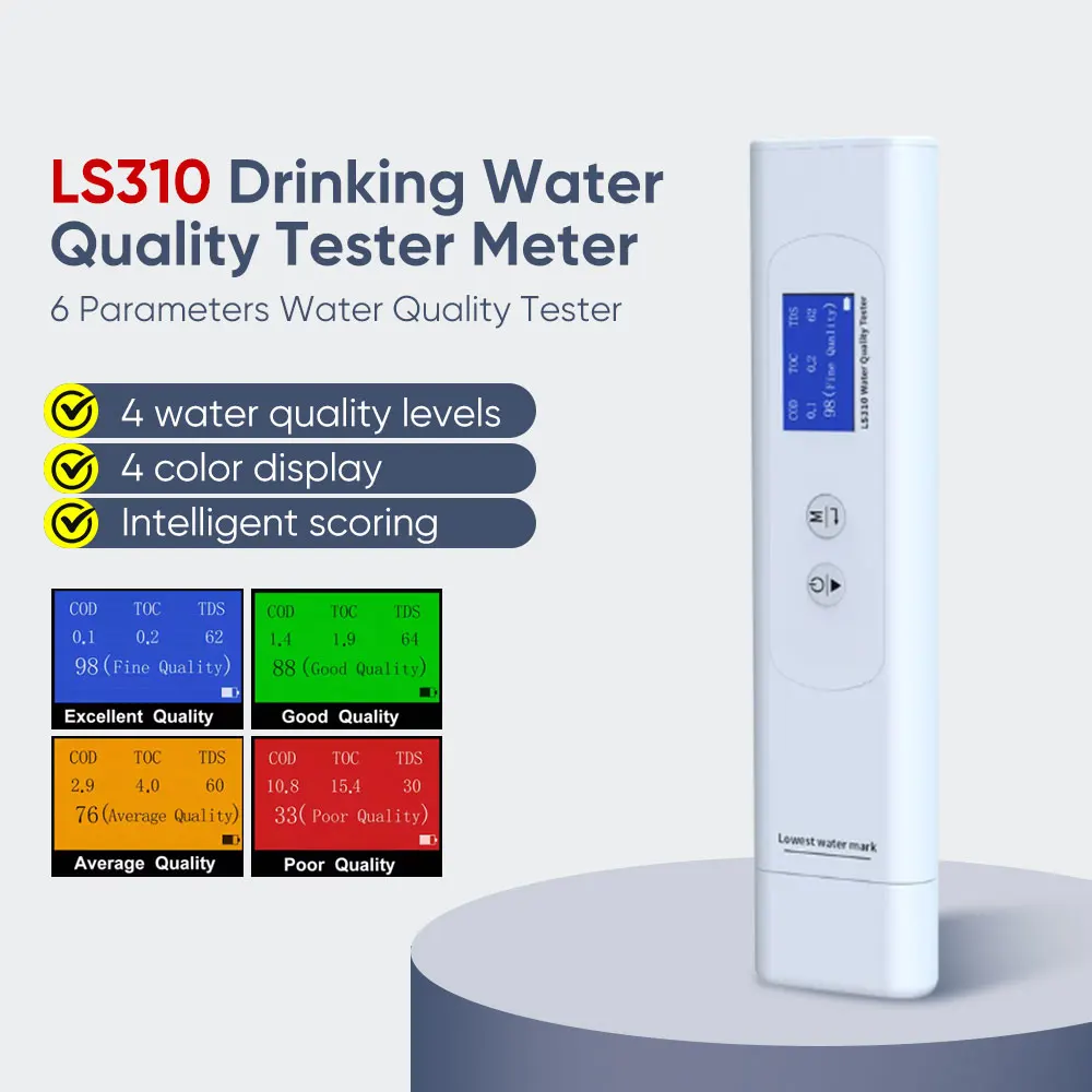 

Тестер качества воды TDS TOC COD LS310, многопараметрический, водонепроницаемый, IP67, EC, температура 4, цвет подсветки указывает UV275